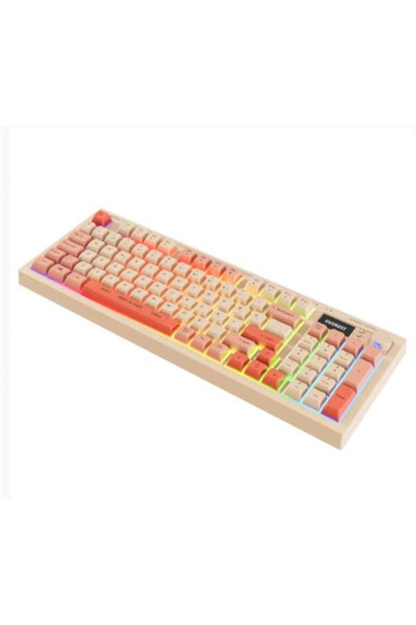Everest KB-85 SILENT PRO Kablosuz Bej/Pembe/Turuncu SESSİZ RGB Wireless 2.4Ghz + Bluetooth Q Oyuncu Klavyesi