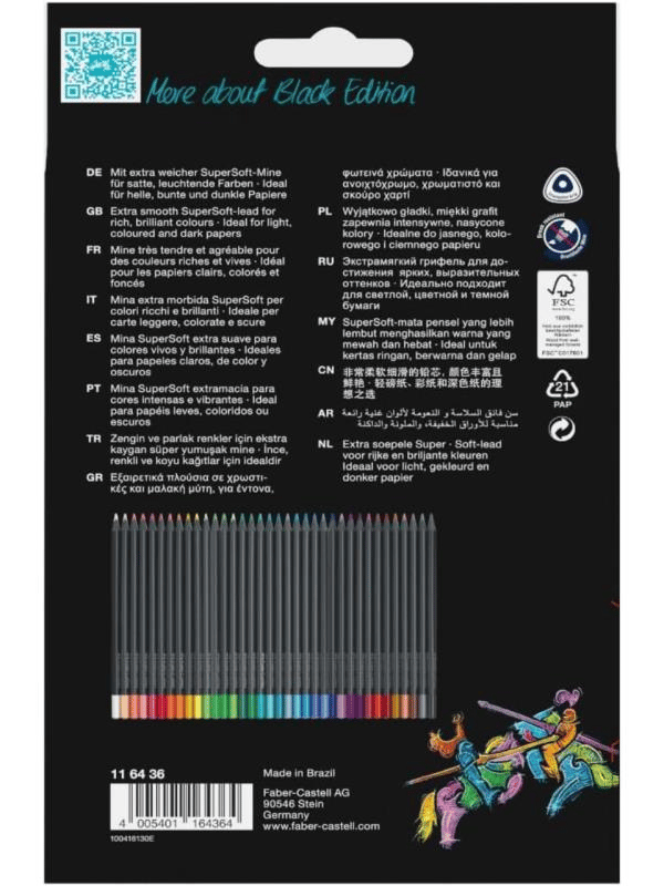 Faber Castell 116436 - Renkli kalemler Blackwood, Black Edition, 36'lı kutu