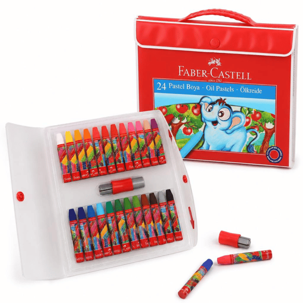 Faber Castell 24 Renk Plastik Çantalı Tutuculu Pastel Boya