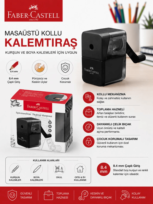 Faber Castell Basic Masa Üstü Kalemtraş - Siyah 