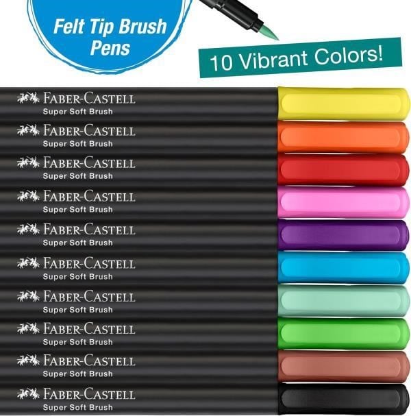 Faber Castell Black Edition Keçeli Kalem Fırça Uç 10'lu