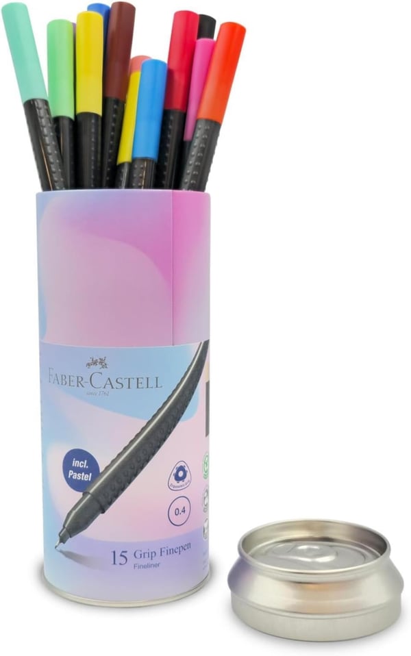Faber Castell Fineliner Grip 0.4mm 15'li Silindir Kutu