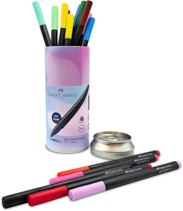 Faber Castell Fineliner Grip 0.4mm 15'li Silindir Kutu