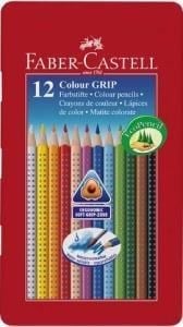 Faber Castell Grip 2001 12’li Kuru Boya Kalemi | Metal Kutu