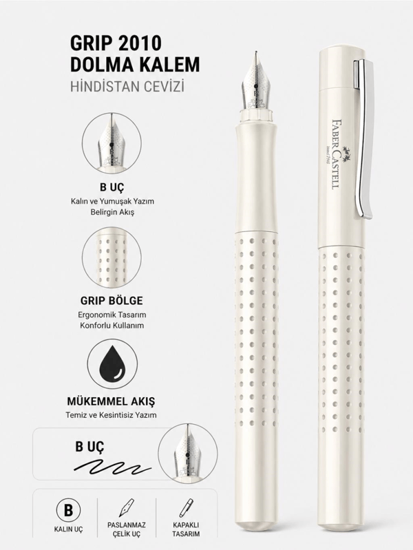 Faber Castell Grip 2010 Dolma Kalem B Uç Hindistan Cevizi
