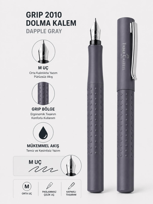 Faber Castell Grip 2010 Dolma Kalem M Uç – Dapple Gray (Gri)