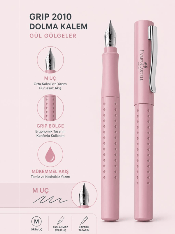 Faber Castell Grip 2010 Dolma Kalem M Uç Gül Gölgeler