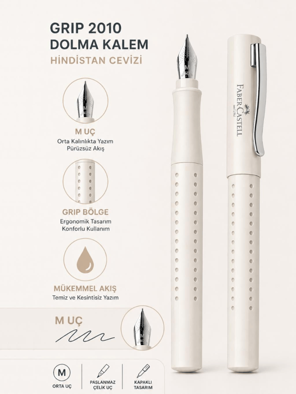 Faber Castell Grip 2010 Dolma Kalem M Uç Hindistan Cevizi