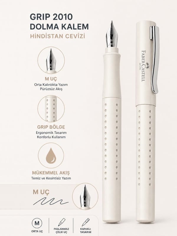 Faber Castell Grip 2010 Dolma Kalem M Uç Hindistan Cevizi
