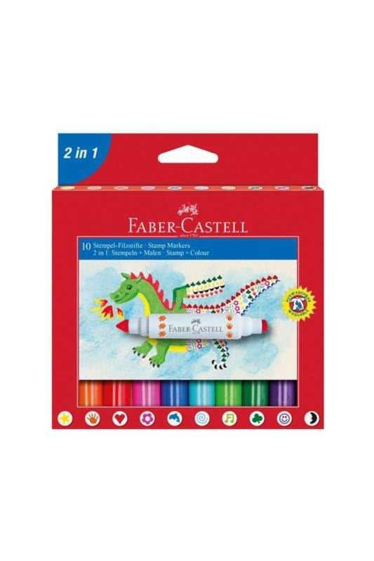 Faber Castell Jumbo Keçeli Kalem 10’lu 2in1 155170