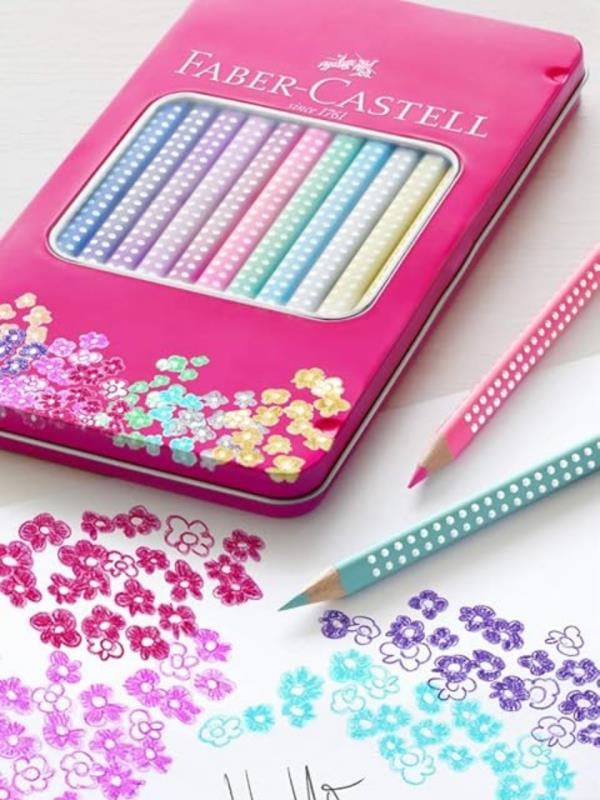 Faber-Castell Parlak Renkler Metal Kutu Pembe 12 renk