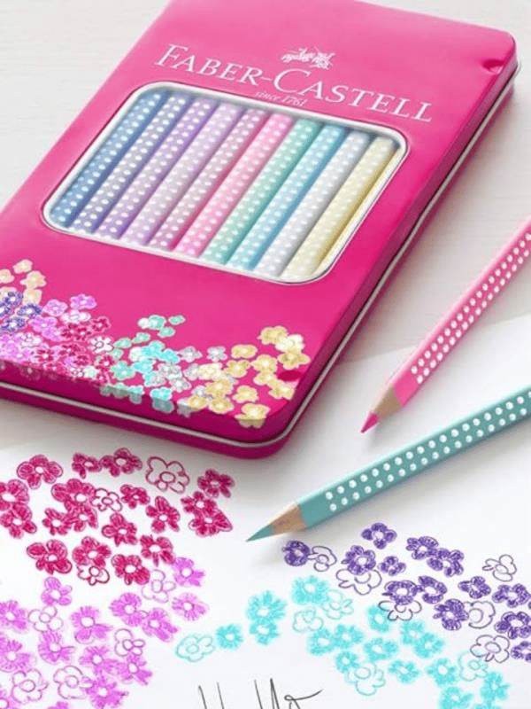Faber-Castell Parlak Renkler Metal Kutu Pembe 12 renk
