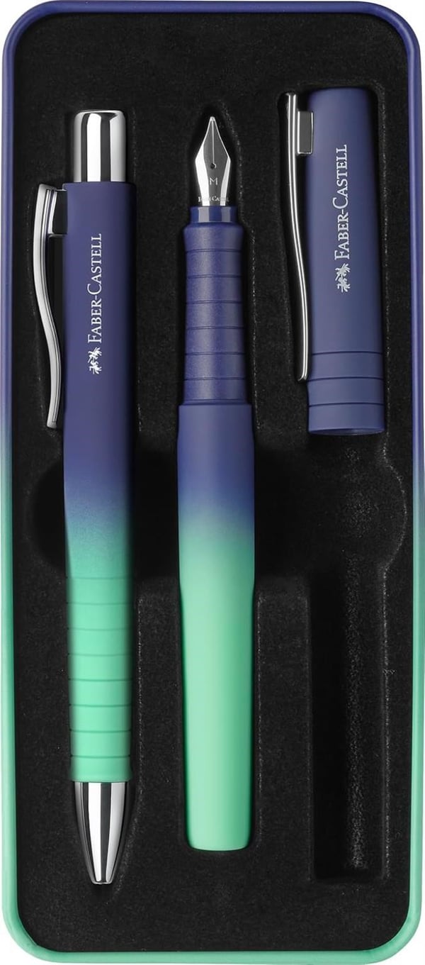Faber Castell Poly Ball Buzzing Blue Dolma Kalem ve Tükenmez Kalem Hediye Seti