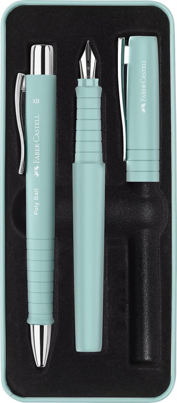 Faber Castell Poly Ball Caribic Blue Dolma Kalem ve Tükenmez Kalem Hediye Seti