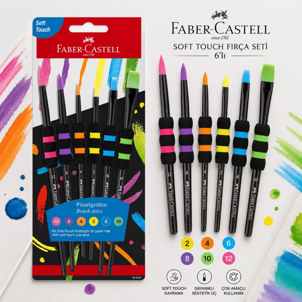 Faber-Castell Soft Touch Fırça Seti 6’lı Siyah