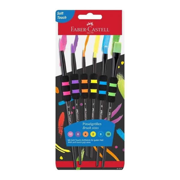 Faber-Castell Soft Touch Fırça Seti 6’lı Siyah