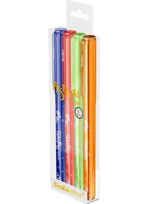 Festival Jel Tükenmez Kalem 0.7 mm Vivid Renkler 4'Lü Blister-1
