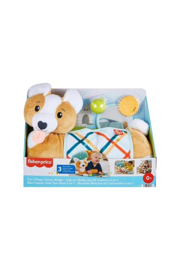 Fisher Price 3'ü 1 Arada Köpekçik Uzanma Yastığı | HJW10 | Karın Üstü Oyun Destek Yastığı