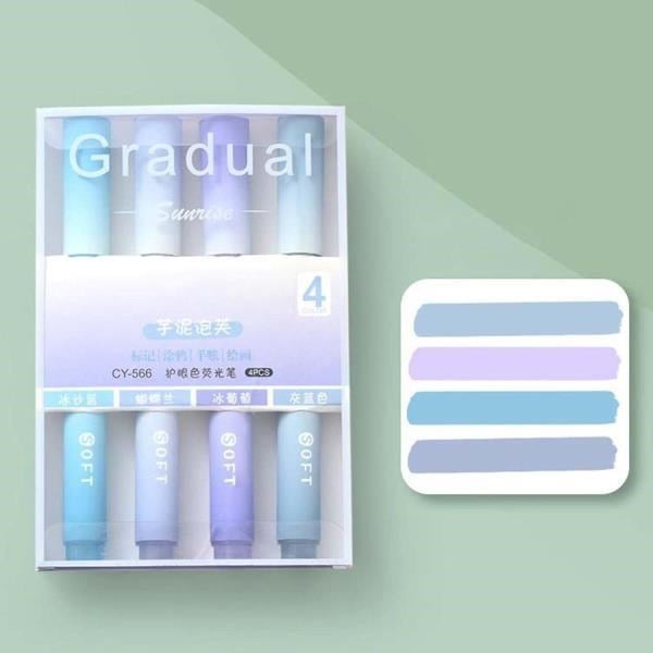 Gradual Mavi Soft Renkler 4lü Fosforlu Kalem Seti