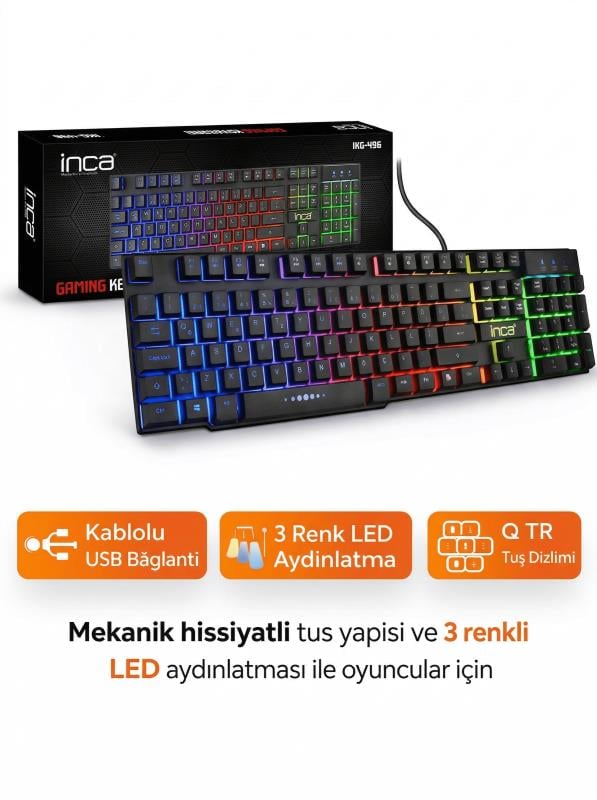 INCA IKG-449 Rainbow Effect Mekanik Hisli Gaming Klavyesi