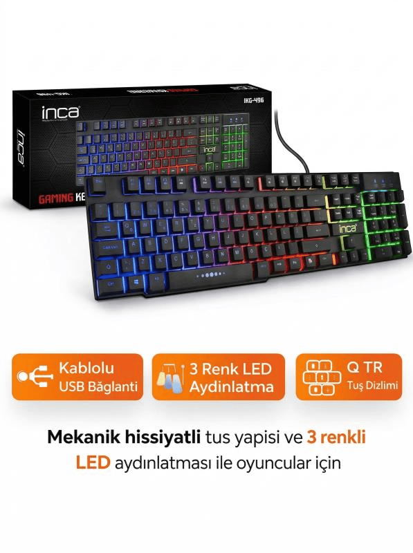 INCA IKG-449 Rainbow Effect Mekanik Hisli Gaming Klavyesi