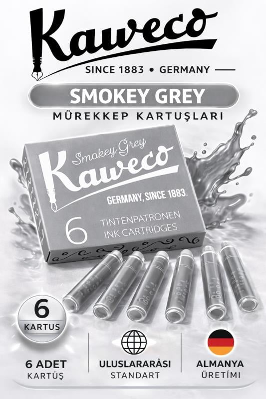 Kaweco Dolma Kalem Duman Gri Mürekkep Kartuşu 6’lı Paket – Uluslararası Standart