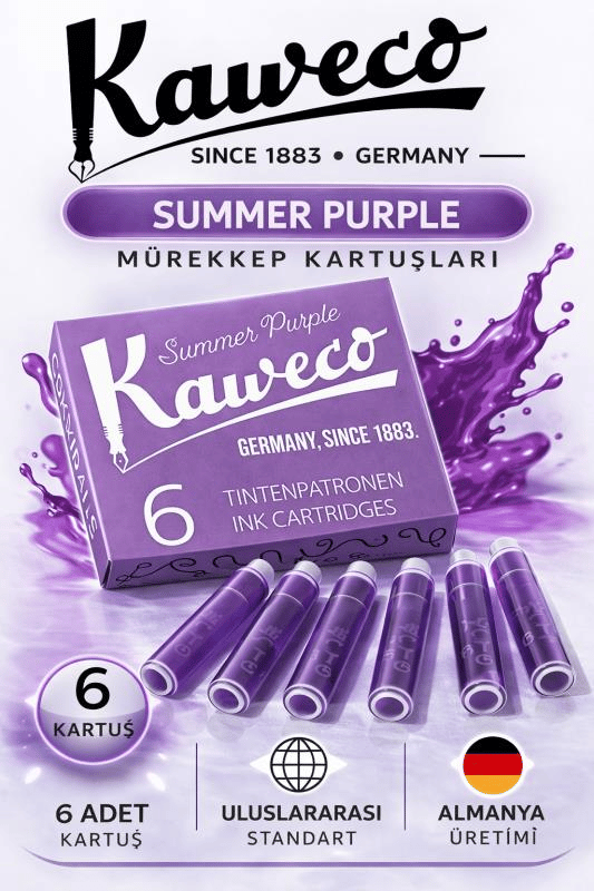 Kaweco Dolma Kalem Mor Mürekkep Kartuşu 6’lı Paket – Uluslararası Standart