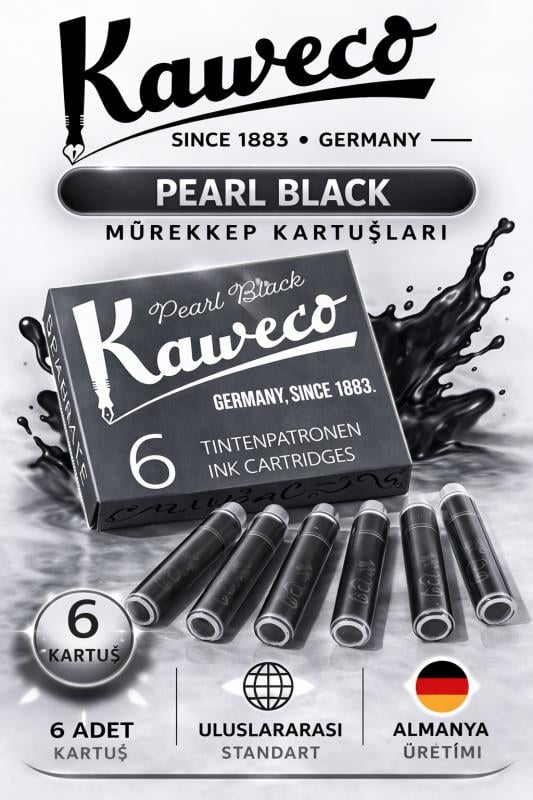 Kaweco Dolma Kalem Siyah Mürekkep Kartuşu 6’lı Paket – Uluslararası Standart