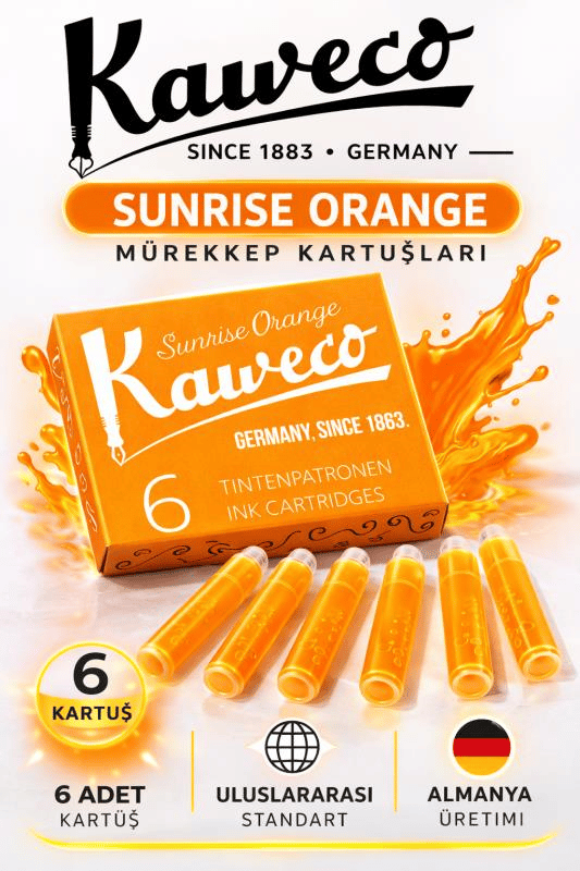 Kaweco Dolma Kalem Turuncu Mürekkep Kartuşu 6’lı Paket – Uluslararası Standart