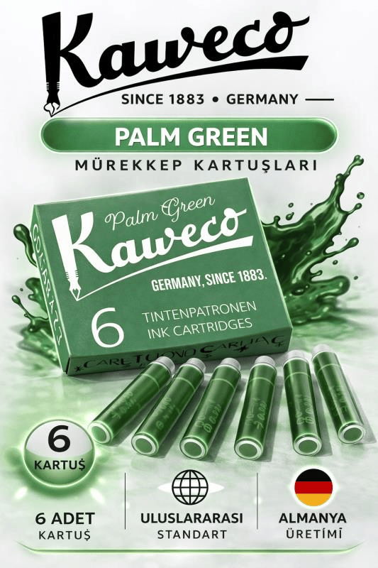 Kaweco Dolma Kalem Yeşil Mürekkep Kartuşu 6’lı Paket – Uluslararası Standart