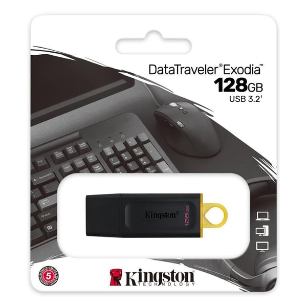 Kingston DTX/128GB 128GB USB 3.2 Gen1 DataTraveler Exodia (Siyah + Sarı) Flash Bellek