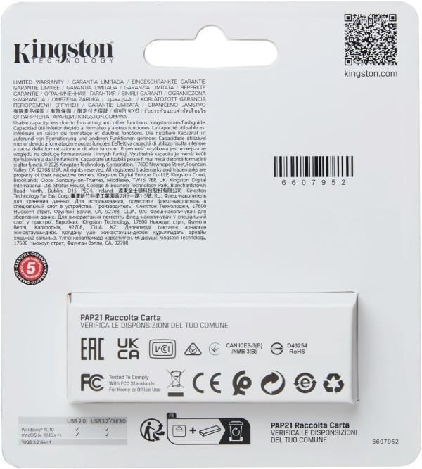 Kingston DTXS/256GB 256GB Portable USB 3.2 Gen1 DataTraveler ExodiaS (Black/Orange) Flash Bellek