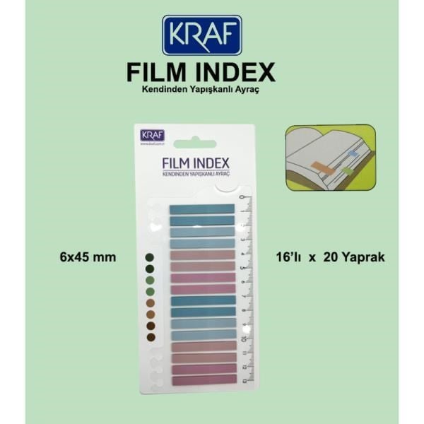 Kraf Index Film ( PP) 6x45mm 16'lı X 20yp Cetvelli Morandı Color 16645-2