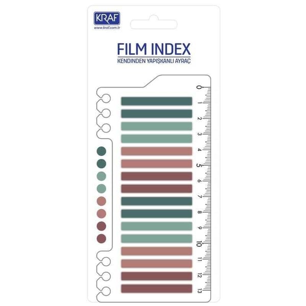 Kraf Index Film ( PP) 6x45mm 16'lı X 20yp Cetvelli Morandı Color 16645-2