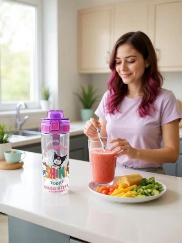 Kuromi Hello Kity ve Arkadaşları Plastik Matara 500 ML 3421
