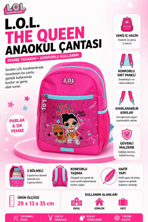 L.O.L. The Queen Pembe Anaokul Çantası - LLÇAN9701
