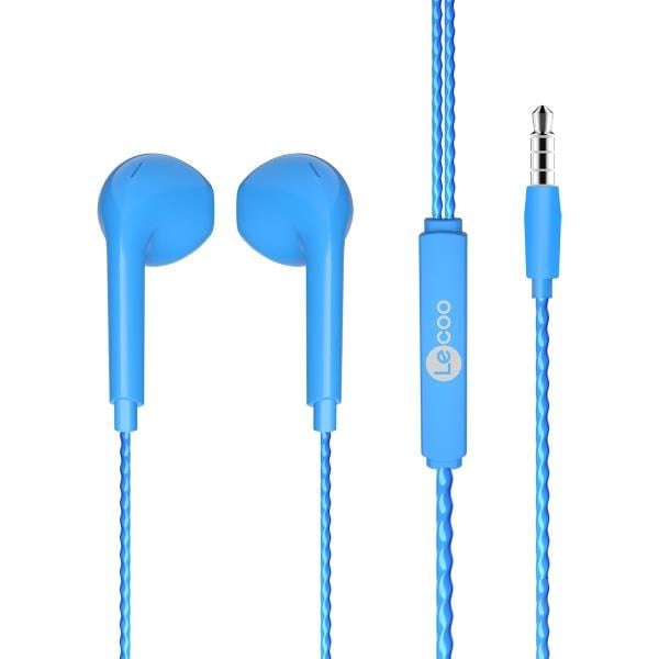 Lecoo EH104 Kablolu 3.5mm Jacklı Kulak İçi Mikrofonlu Kulaklık Mavi