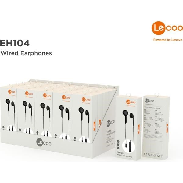 Lecoo EH104 Kablolu 3.5mm Jacklı Kulak İçi Mikrofonlu Kulaklık Siyah