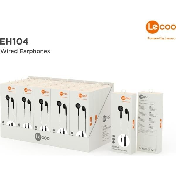 Lecoo EH104 Kablolu 3.5mm Jacklı Kulak İçi Mikrofonlu Kulaklık Siyah