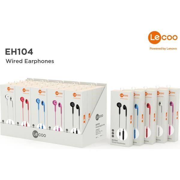 Lecoo EH104 Kablolu 3.5mm Jacklı Kulak İçi Mikrofonlu Kulaklık Siyah