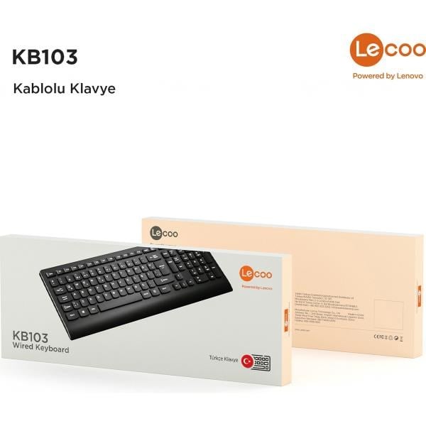 Lecoo KB103 USB Kablolu Türkçe Q Klavye Siyah