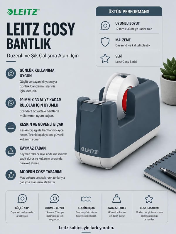 Leitz Cosy Bantlık - Gri - KOD:53670089
