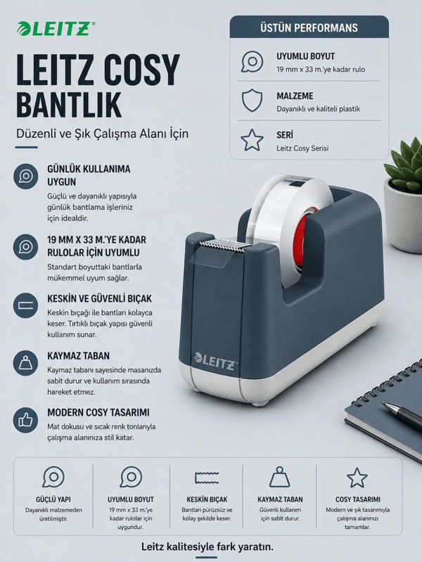 Leitz Cosy Bantlık - Gri - KOD:53670089