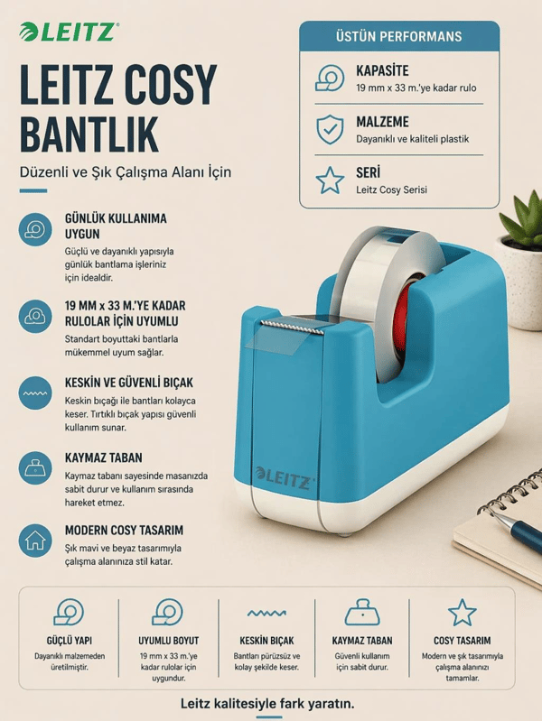Leitz Cosy Bantlık - Mavi - KOD:53670061