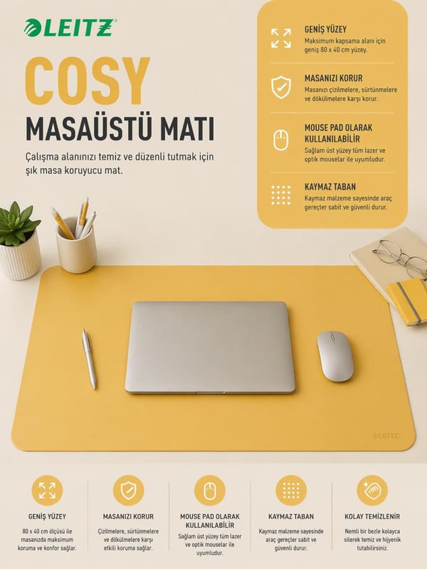 Leitz Cosy Masaüstü Matı - Sarı - KOD:52680019