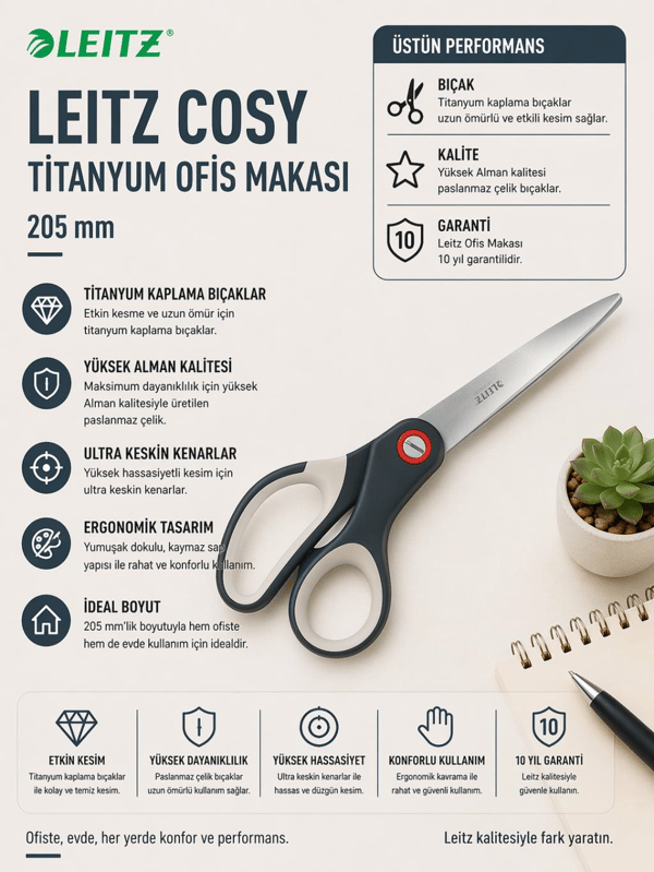 Leitz Cosy Titanyum Premium Makas Gri - KOD:53320089