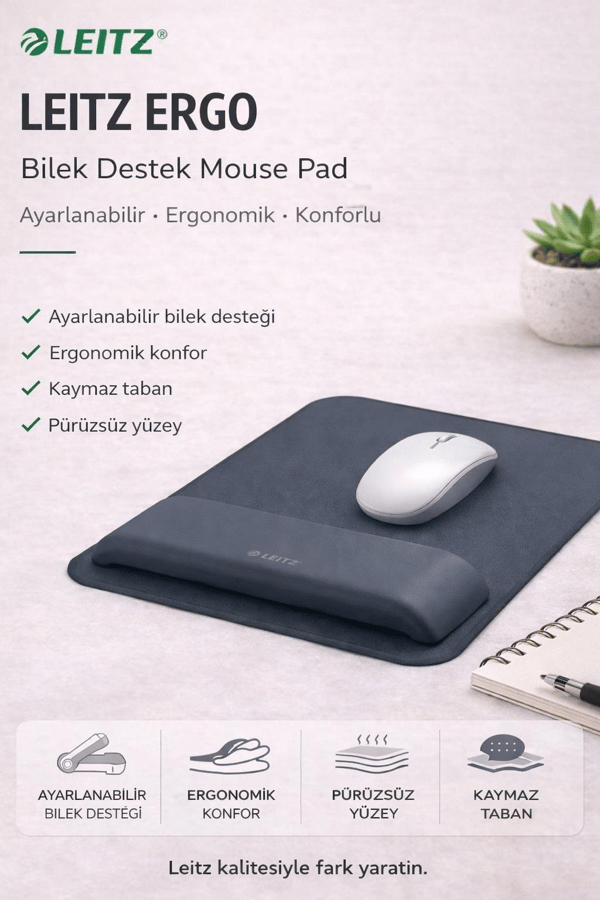 Leitz Ergo Ayarlanabilir Bilek Destek Mouse Pad -KOYU GRİ - KOD:65170089