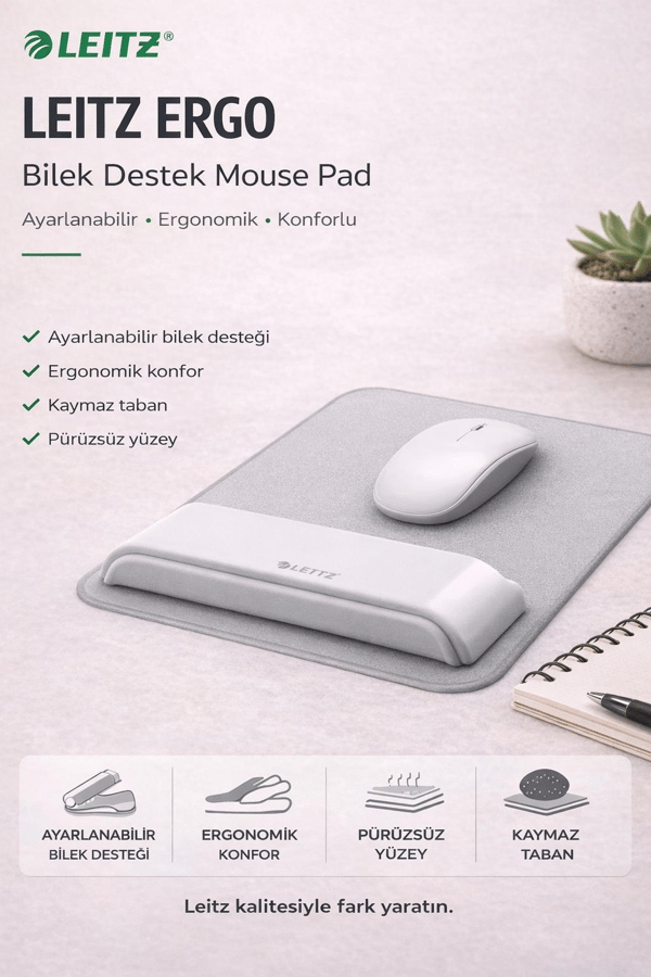 Leitz Ergo Ayarlanabilir Bilek Destek Mouse Pad -GRİ - KOD:65170085