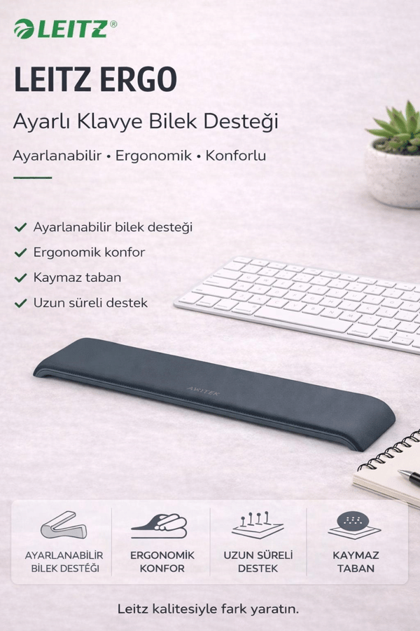 Leitz Ergo Ayarlı Klavye Bilek Destegi - GRİ - KOD:65230089