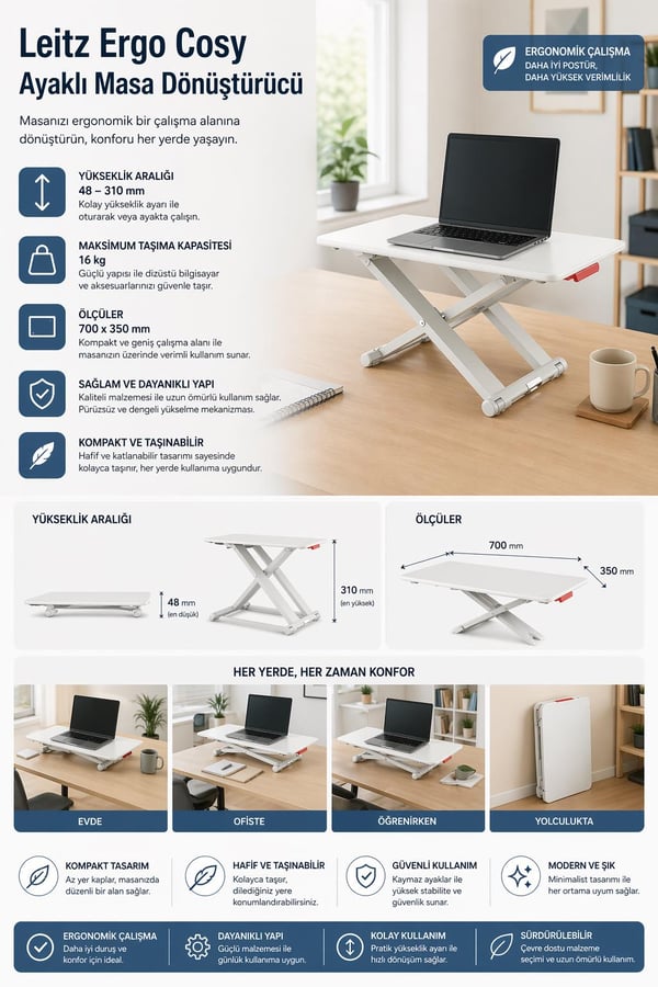 Leitz Ergo Cosy Ayaklı Masa Dönüştürücü KOD:65330085